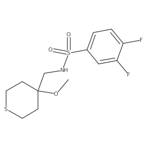 3,4-difluoro-N-((4-methoxytetrahydro-2H-thiopyran-4-yl)methyl)benzenesulfonamide Structure