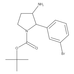 tert-Butyl 3-amino-2-(3-bromophenyl)pyrrolidine-1-carboxylate结构式