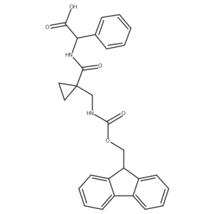 (2S)-2-({1-[({[(9H-fluoren-9-yl)methoxy]carbonyl}amino)methyl]cyclopropyl}formamido)-2-phenylacetic acid结构式