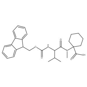 1-[(2R)-2-({[(9H-fluoren-9-yl)methoxy]carbonyl}amino)-N,3-dimethylbutanamido]cyclohexane-1-carboxylic acid结构式