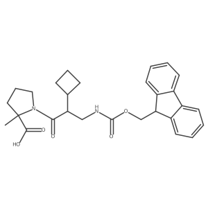 (2S)-1-[2-cyclobutyl-3-({[(9H-fluoren-9-yl)methoxy]carbonyl}amino)propanoyl]-2-methylpyrrolidine-2-carboxylic acid Structure
