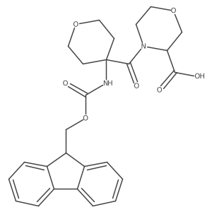 4-[4-({[(9H-fluoren-9-yl)methoxy]carbonyl}amino)oxane-4-carbonyl]morpholine-3-carboxylic acid Structure