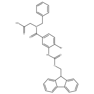 2-{N-benzyl-1-[4-bromo-3-({[(9H-fluoren-9-yl)methoxy]carbonyl}amino)phenyl]formamido}acetic acid结构式