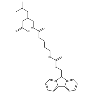 3-({2-[2-({[(9H-fluoren-9-yl)methoxy]carbonyl}amino)ethoxy]acetamido}methyl)-5-methylhexanoic acid结构式