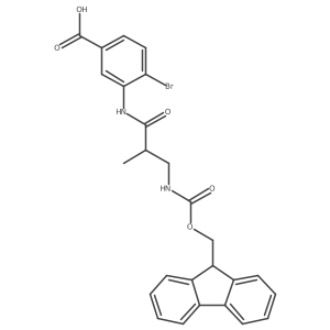 4-bromo-3-[3-({[(9H-fluoren-9-yl)methoxy]carbonyl}amino)-2-methylpropanamido]benzoic acid结构式