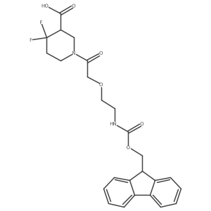 1-{2-[2-({[(9H-fluoren-9-yl)methoxy]carbonyl}amino)ethoxy]acetyl}-4,4-difluoropiperidine-3-carboxylic acid结构式