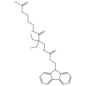 5-{2-ethyl-2-[({[(9H-fluoren-9-yl)methoxy]carbonyl}amino)methyl]butanamido}pentanoic acid结构式