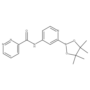 N-[2-(4,4,5,5-tetramethyl-1,3,2-dioxaborolan-2-yl)pyridin-4-yl]pyridazine-3-carboxamide结构式