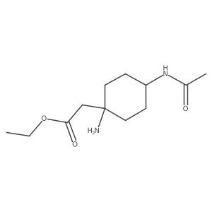 Ethyl 2-(1-amino-4-acetamidocyclohexyl)acetate结构式