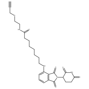 8-[[2-(2,6-dioxo-3-piperidyl)-1,3-dioxo-isoindolin-4-yl]amino]-N-(2-prop-2-ynoxyethyl)octanamide结构式