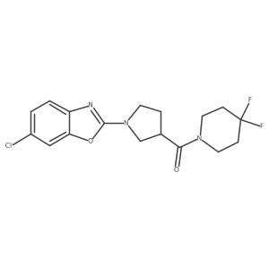 6-Chloro-2-[3-(4,4-difluoropiperidine-1-carbonyl)pyrrolidin-1-yl]-1,3-benzoxazole结构式
