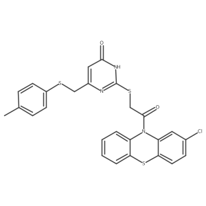 1-(2-chloro-10H-phenothiazin-10-yl)-2-[(4-hydroxy-6-{[(4-methylphenyl)sulfanyl]methyl}pyrimidin-2-yl)sulfanyl]ethanone Structure