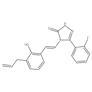 2-allyl-6-((E)-{[3-(2-fluorophenyl)-5-sulfanyl-4H-1,2,4-triazol-4-yl]imino}methyl)phenol结构式