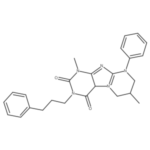 1,7-Dimethyl-9-phenyl-3-(3-phenylpropyl)-4a,6,7,8-tetrahydropurino[7,8-a]pyrimidin-5-ium-2,4-dione结构式