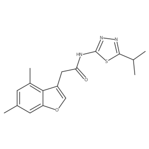 2-(4,6-dimethyl-1-benzofuran-3-yl)-N-[5-(propan-2-yl)-1,3,4-thiadiazol-2-yl]acetamide Structure