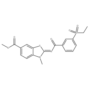 methyl (2E)-2-{[3-(ethanesulfonyl)benzoyl]imino}-3-methyl-2,3-dihydro-1,3-benzothiazole-6-carboxylate Structure