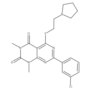 7-(3-chlorophenyl)-1,3-dimethyl-5-((2-(pyrrolidin-1-yl)ethyl)thio)pyrimido[4,5-d]pyrimidine-2,4(1H,3H)-dione Structure
