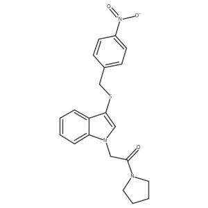 2-(3-((4-nitrobenzyl)thio)-1H-indol-1-yl)-1-(pyrrolidin-1-yl)ethanone结构式