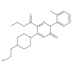 Ethyl 4-(4-(2-hydroxyethyl)piperazin-1-yl)-6-oxo-1-(o-tolyl)-1,6-dihydropyridazine-3-carboxylate结构式