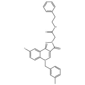 2-(8-fluoro-5-(3-methylbenzyl)-3-oxo-3,5-dihydro-2H-pyrazolo[4,3-c]quinolin-2-yl)-N-phenethylacetamide结构式