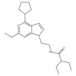 2-ethyl-N-(2-(6-(methylthio)-4-(pyrrolidin-1-yl)-1H-pyrazolo[3,4-d]pyrimidin-1-yl)ethyl)butanamide Structure