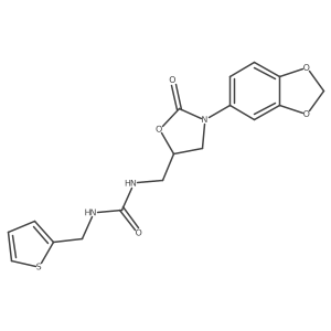 1-((3-(Benzo[d][1,3]dioxol-5-yl)-2-oxooxazolidin-5-yl)methyl)-3-(thiophen-2-ylmethyl)urea结构式