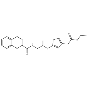 Ethyl 2-[2-({2-[(2,3-dihydro-1,4-benzodioxin-2-ylcarbonyl)amino]acetyl}amino)-1,3-thiazol-4-yl]acetate结构式
