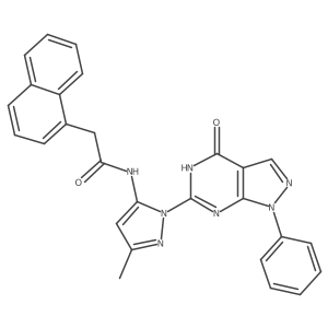 N-(3-methyl-1-(4-oxo-1-phenyl-4,5-dihydro-1H-pyrazolo[3,4-d]pyrimidin-6-yl)-1H-pyrazol-5-yl)-2-(naphthalen-1-yl)acetamide结构式