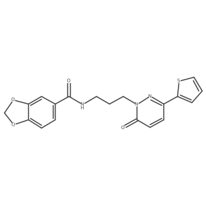 N-(3-(6-oxo-3-(thiophen-2-yl)pyridazin-1(6H)-yl)propyl)benzo[d][1,3]dioxole-5-carboxamide结构式