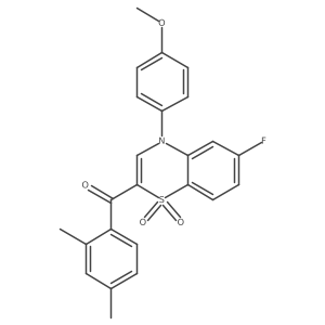 (2,4-dimethylphenyl)[6-fluoro-4-(4-methoxyphenyl)-1,1-dioxido-4H-1,4-benzothiazin-2-yl]methanone结构式