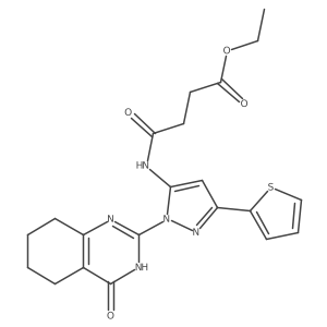 Ethyl 4-[[1-(3,4,5,6,7,8-hexahydro-4-oxo-2-quinazolinyl)-3-(2-thienyl)-1H-pyrazol-5-yl]amino]-4-oxobutanoate结构式