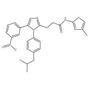 2-((1-(4-(difluoromethoxy)phenyl)-5-(3-nitrophenyl)-1H-imidazol-2-yl)thio)-N-(4-methylthiazol-2-yl)acetamide Structure