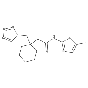 N-[(2E)-5-methyl-1,3,4-thiadiazol-2(3H)-ylidene]-2-[1-(1H-tetrazol-1-ylmethyl)cyclohexyl]acetamide结构式