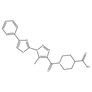 1-(5-methyl-1-(4-phenylthiazol-2-yl)-1H-1,2,3-triazole-4-carbonyl)piperidine-4-carboxamide结构式