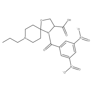 4-(3,5-Dinitrobenzoyl)-8-propyl-1-oxa-4,8-diazaspiro[4.5]decane-3-carboxylic acid结构式