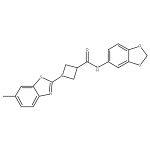 N-(benzo[d][1,3]dioxol-5-yl)-1-(6-methylbenzo[d]thiazol-2-yl)azetidine-3-carboxamide结构式