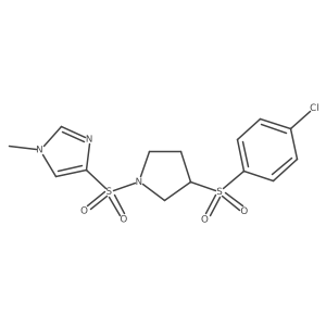 4-((3-((4-chlorophenyl)sulfonyl)pyrrolidin-1-yl)sulfonyl)-1-methyl-1H-imidazole Structure