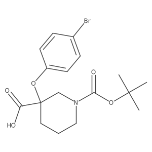 3-(4-Bromophenoxy)-1-[(tert-butoxy)carbonyl]piperidine-3-carboxylic acid结构式