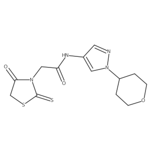 2-(4-oxo-2-thioxothiazolidin-3-yl)-N-(1-(tetrahydro-2H-pyran-4-yl)-1H-pyrazol-4-yl)acetamide Structure