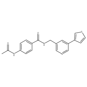 4-acetamido-N-((5-(thiophen-3-yl)pyridin-3-yl)methyl)benzamide结构式