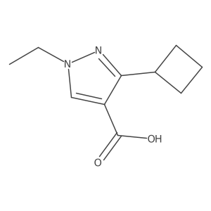 3-Cyclobutyl-1-ethyl-1H-pyrazole-4-carboxylic acid结构式