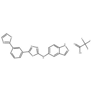1H-Indazol-5-amine, N-[5-[3-(2-oxazolyl)phenyl]-1,3,4-thiadiazol-2-yl]-, 2,2,2-trifluoroacetate (1:1)结构式