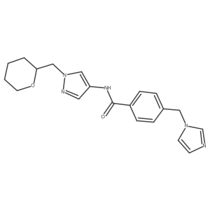 4-((1H-imidazol-1-yl)methyl)-N-(1-((tetrahydro-2H-pyran-2-yl)methyl)-1H-pyrazol-4-yl)benzamide Structure