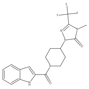 1-(1-(1H-indole-2-carbonyl)piperidin-4-yl)-4-methyl-3-(trifluoromethyl)-1H-1,2,4-triazol-5(4H)-one Structure