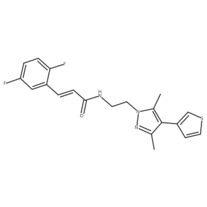 (E)-3-(2,5-difluorophenyl)-N-(2-(3,5-dimethyl-4-(thiophen-3-yl)-1H-pyrazol-1-yl)ethyl)acrylamide结构式