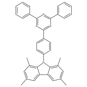 9-(4-(4,6-Diphenyl-1,3,5-triazin-2-yl)phenyl)-1,3,6,8-tetramethyl-9H-carbazole结构式