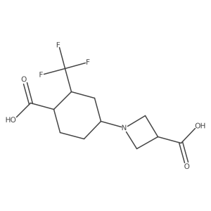 1-[4-Carboxy-3-(trifluoromethyl)cyclohexyl]azetidine-3-carboxylic acid Structure