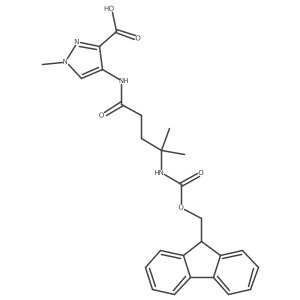 4-[4-({[(9H-fluoren-9-yl)methoxy]carbonyl}amino)-4-methylpentanamido]-1-methyl-1H-pyrazole-3-carboxylic acid结构式