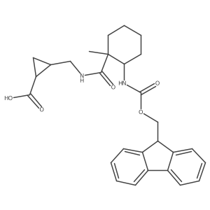 2-({[2-({[(9H-fluoren-9-yl)methoxy]carbonyl}amino)-1-methylcyclohexyl]formamido}methyl)cyclopropane-1-carboxylic acid结构式