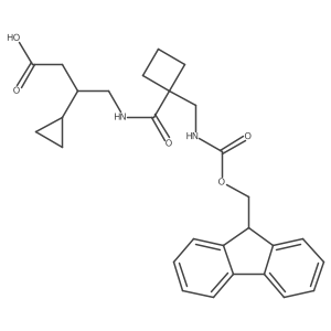 3-cyclopropyl-4-({1-[({[(9H-fluoren-9-yl)methoxy]carbonyl}amino)methyl]cyclobutyl}formamido)butanoic acid Structure